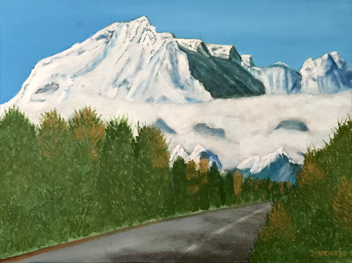 Impressionistic Landscape Oil Painting By Leslie Dannenberg, 24 X 18", Alaskian Highway, Original Artwork