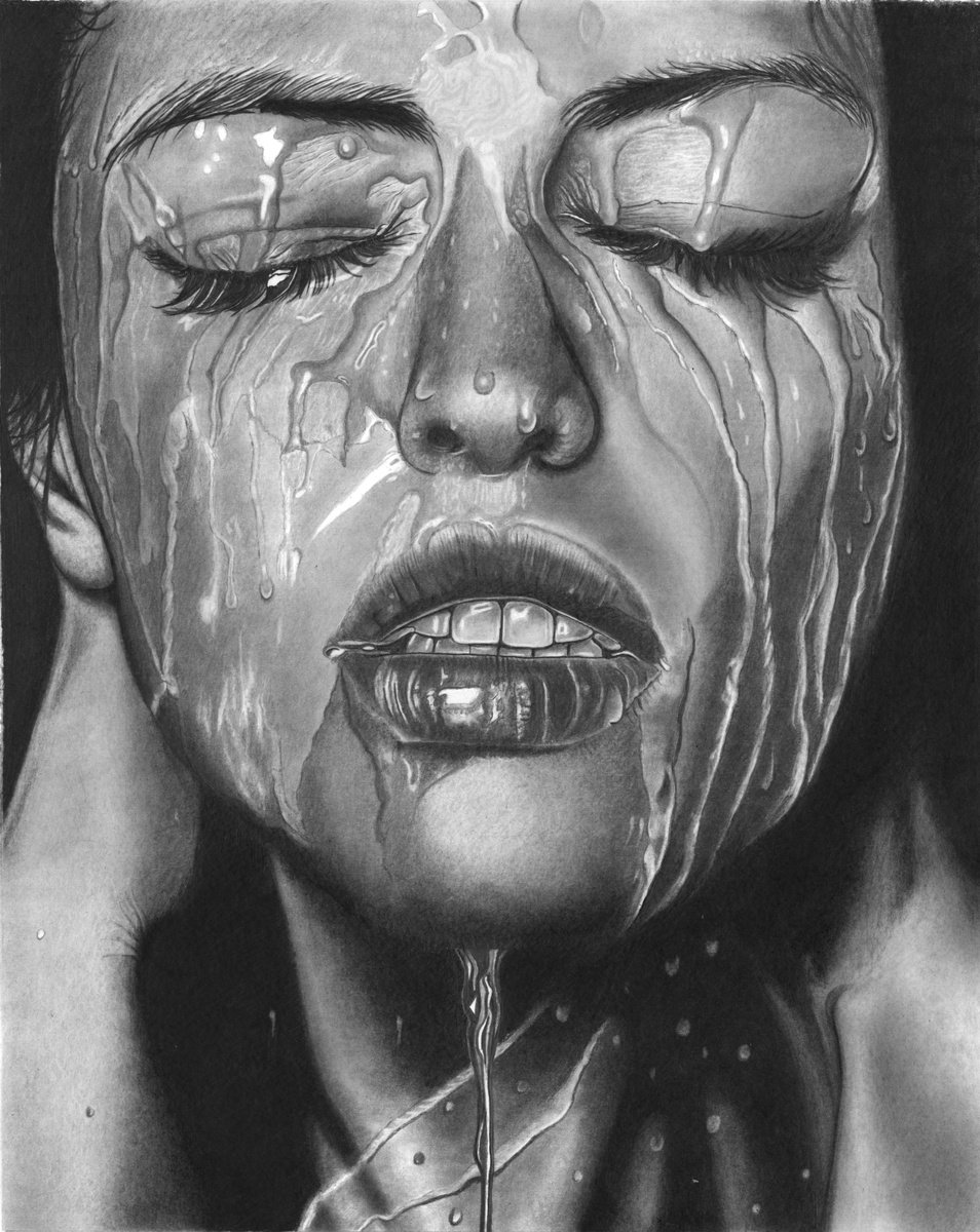 Photorealistic Pencil Drawing , Wet (2021) By Paul Stowe, 14 X 18, Artwork For Sale On Artfinder