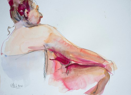 Nude fat lady seated #12. 20211201 by Irina Bibik-Chkolian