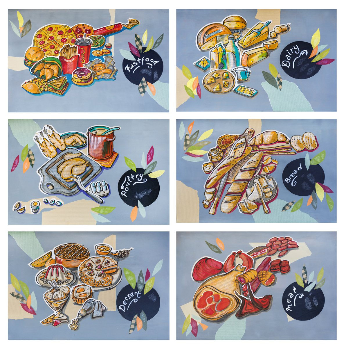 Illustrative Still Life Drawing By Ariadna De Raadt, 40 X 39, Kitchen Art - Product Groups, 6 Illustrations, Original Artwork