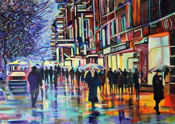 Rainy street / 101 x 72 cm