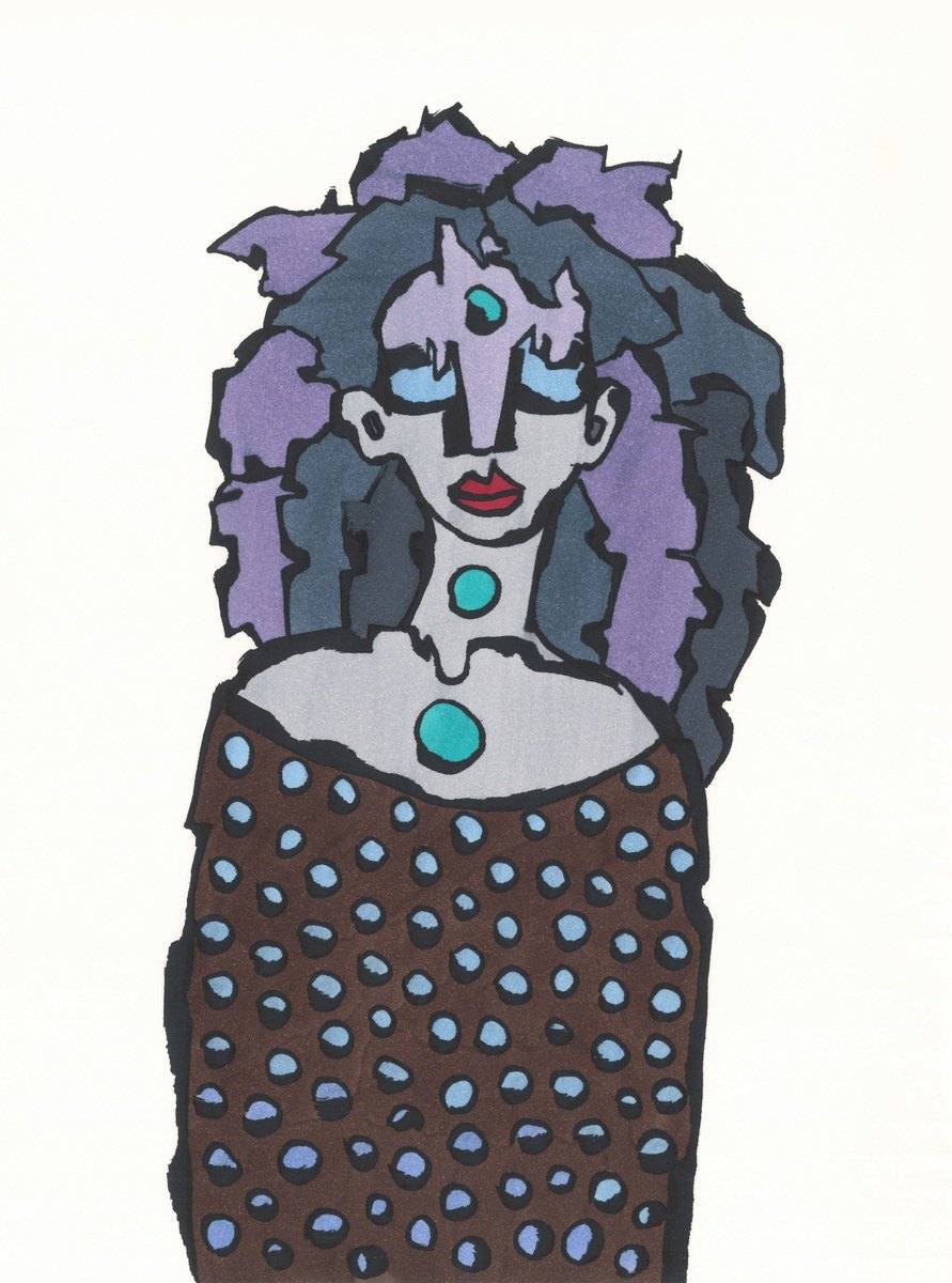 Portrait Ink Drawing By Sofi Ginger, 8 X 11", The One Who Sees Through Time, Original Artwork