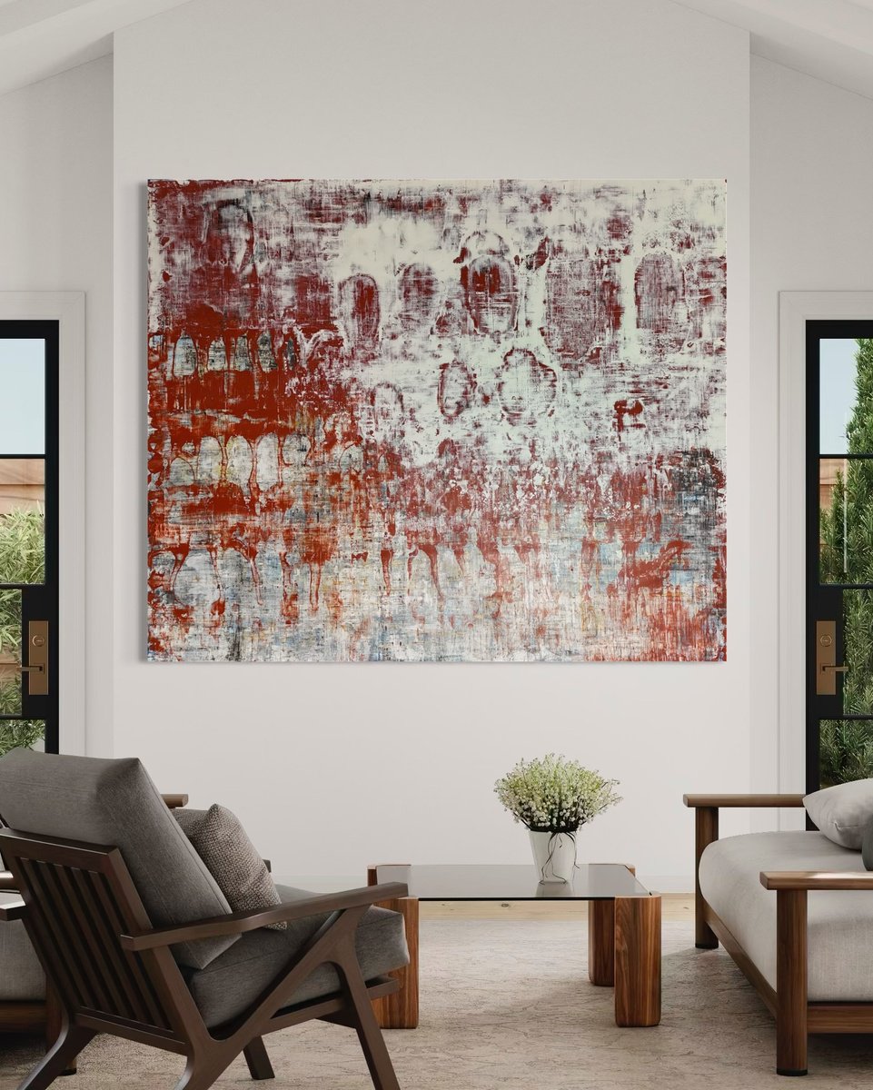 Abstract Acrylic Painting By Robert Tillberg, 96 X 80", In A Crowd Of Unfamiliar Faces, Original Artwork