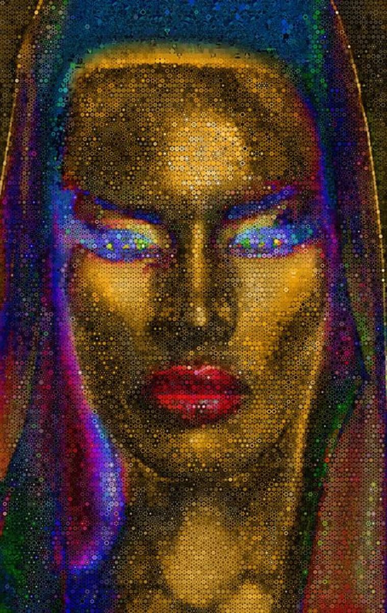 Portrait Painting By John Lijo Bluefish, 24 X 37, A Little Bit Of Grace, Original Artwork