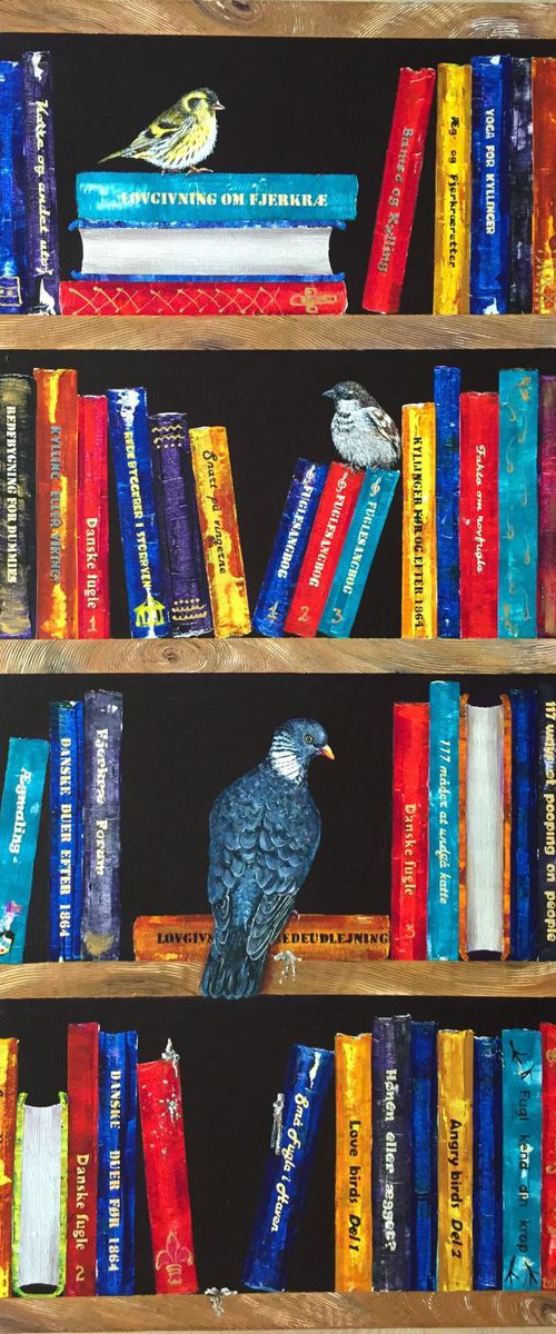 Bookshelf with a dove by Lena Smirnova
