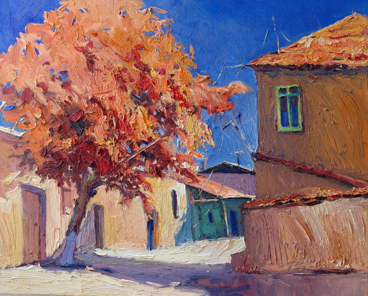 Autun Tree And Farmhouse By Suren Nersisyan, 30 X 24, Artwork For Sale On Artfinder