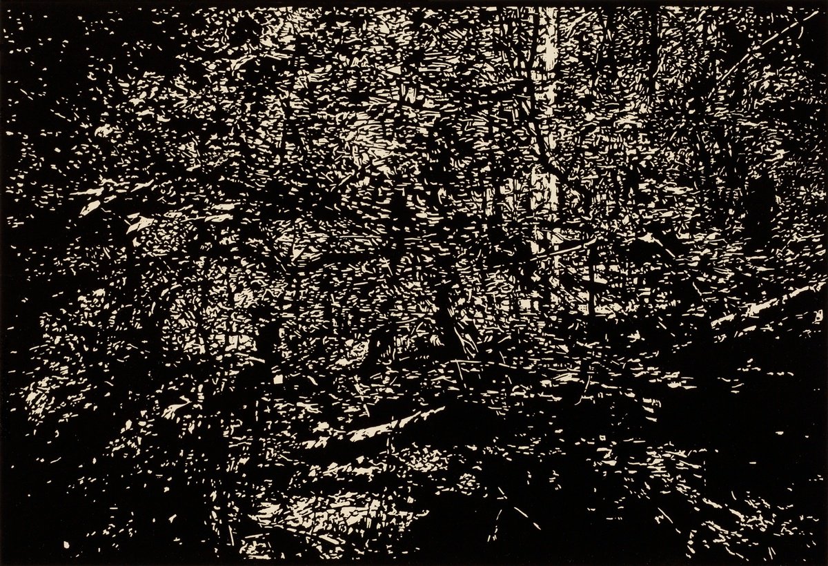 Impressionistic Landscape Linocut By David Conn, 22 X 15, First Meadow, Original Artwork