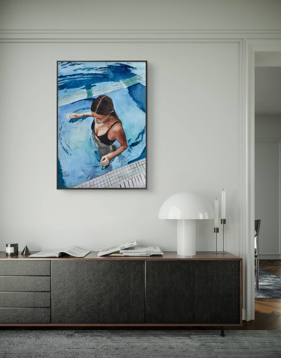 A girl in swimming pool