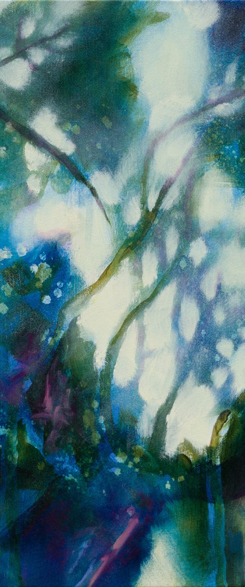 The night of the fairies - floral abstract landscape woodland by Fabienne Monestier