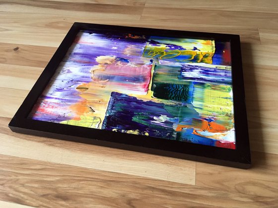 "Crossing Paths" -  Original PMS Micro Painting On Glass, Framed - 15 x 12 inches