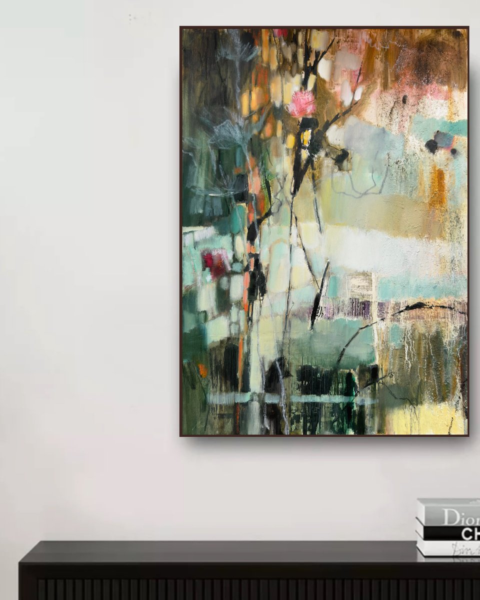 Abstract Oil Painting By Olha Laptieva, 20 X 28", Silence Of Flowers, Original Artwork