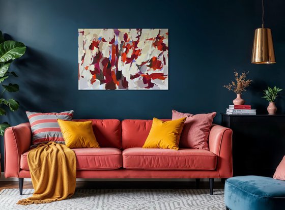 BRIGHT MOMENTS/Abstract red painting