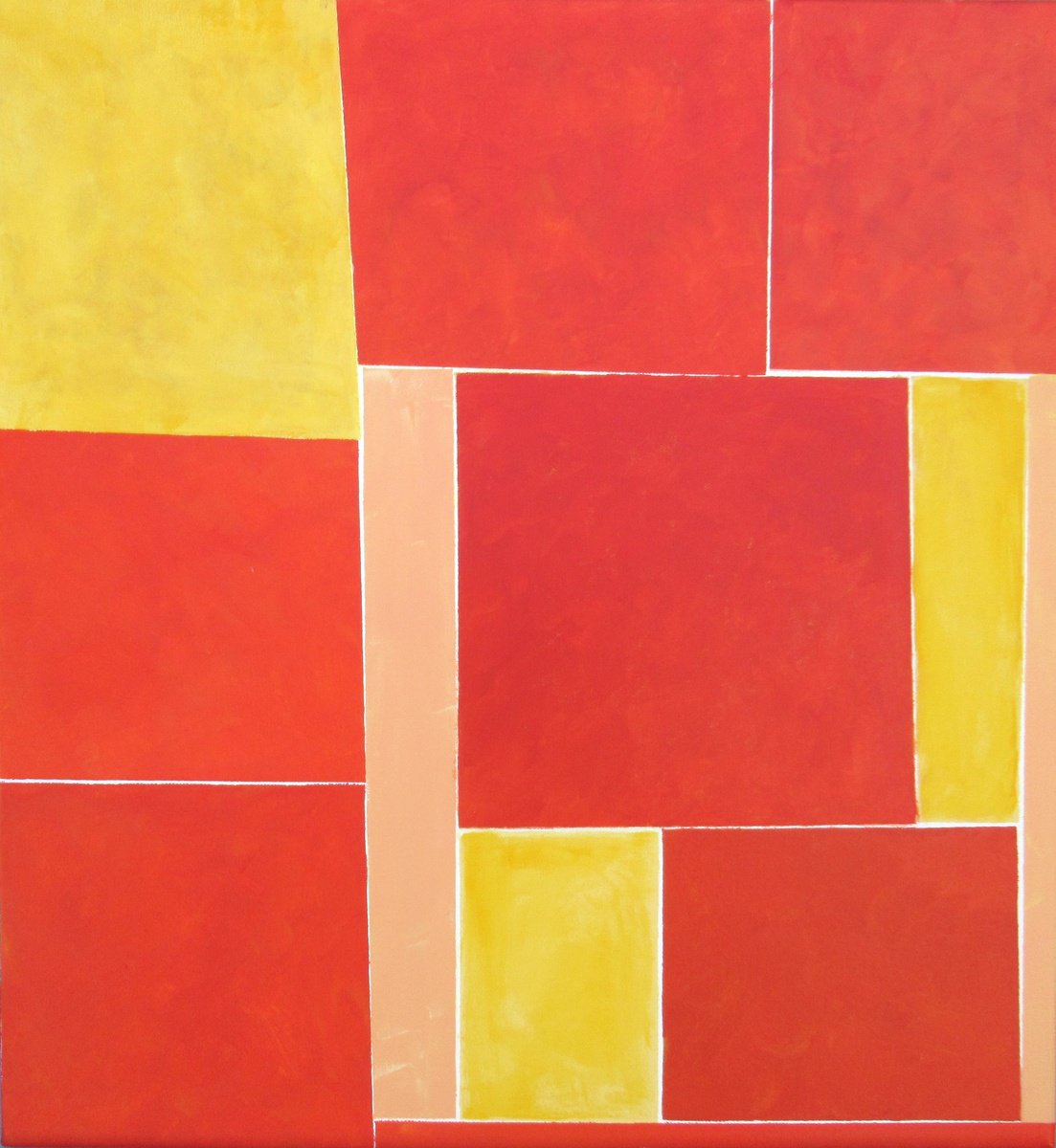 Abstract Acrylic Painting By Megha Hendrick., 24 X 26", Red Certain # 3., Original Artwork