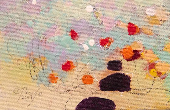 Moment paisible - Original mixed-media small abstract painting - Ready to hang