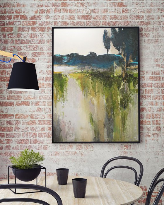"Northern forest" Green abstract nature art