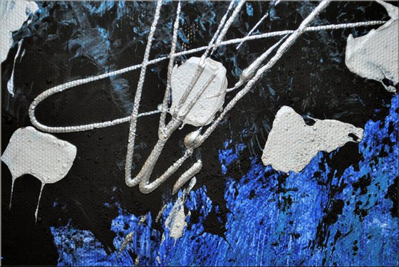 Phantasia - abstract acrylic painting blue canvas wall art textured painting ready to hang