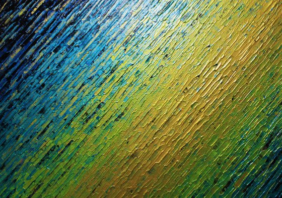 Iridescent gold green blue knife texture