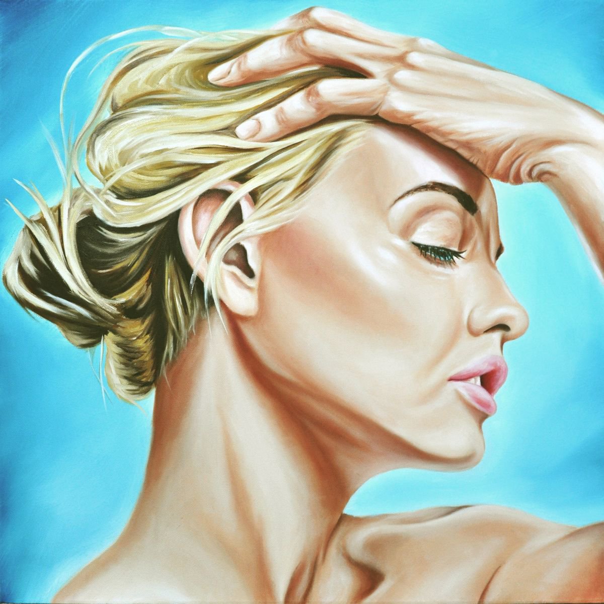 Impressionistic Portrait Oil Painting By Mullo Art, 24 X 24", Exposed, Original Artwork