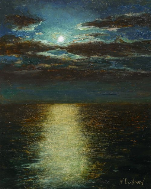 Light Of Night - night landscape painting by Nikolay Dmitriev