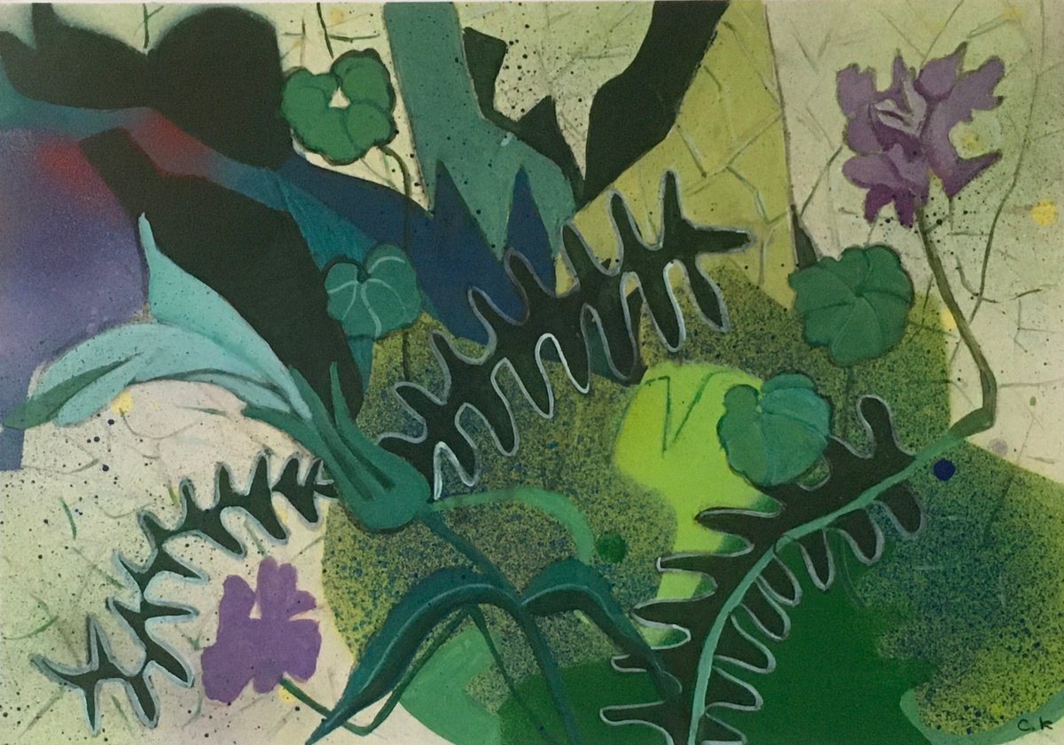 Impressionistic Botanical Painting By Chihiro Kinjo, 17 X 12, Wildflower-6, Original Artwork