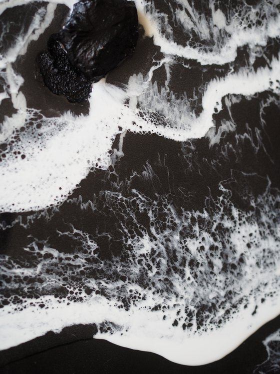 Dreams of Iceland - black and white original seascape 3d artwork