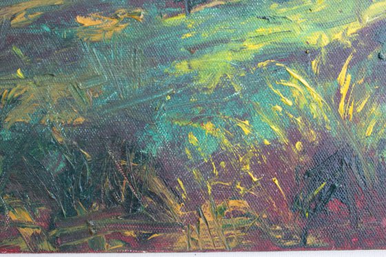 Evening Bliss - Oil painting landscape - impressionistic artwork - sunset -