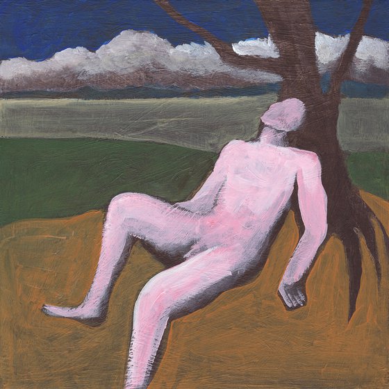 Male Nude By The Tree