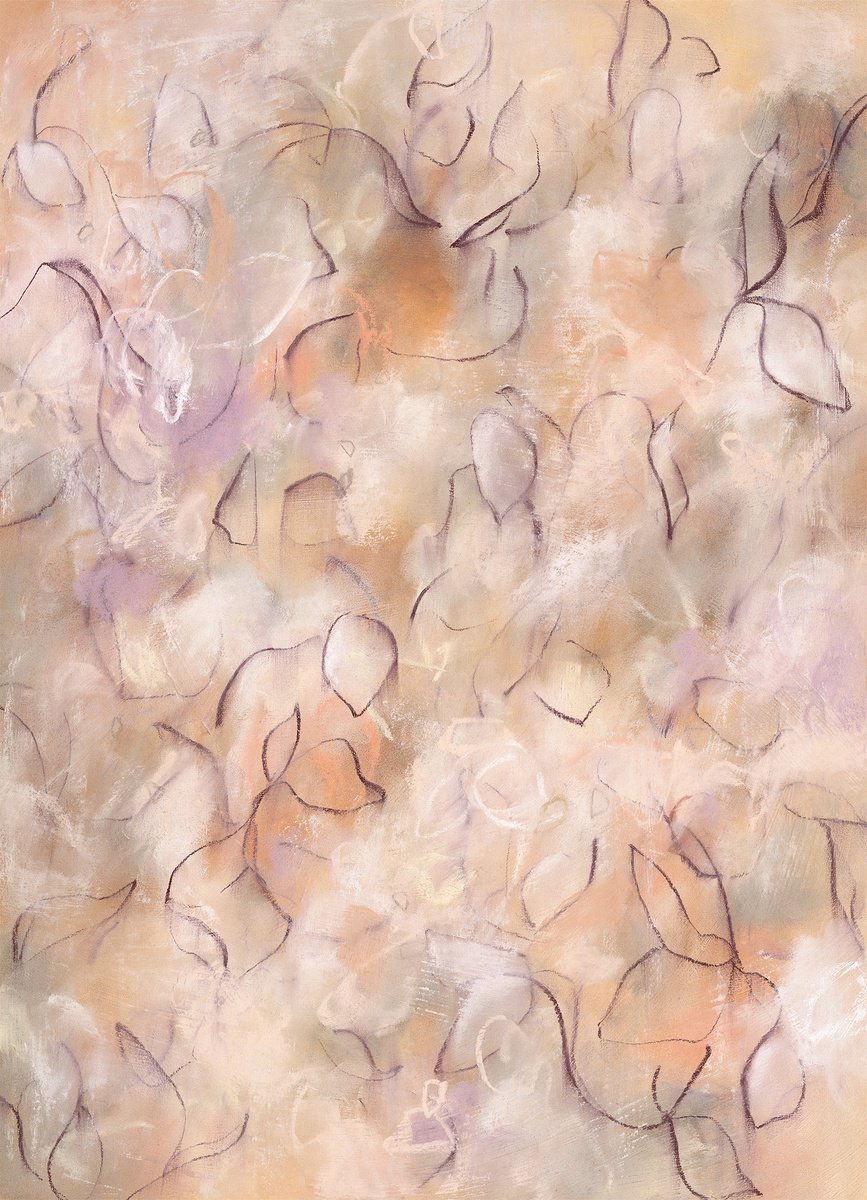 Organic Abstract Drawing By Sara Richardson Artist, 18 X 24", Autumn, Original Artwork