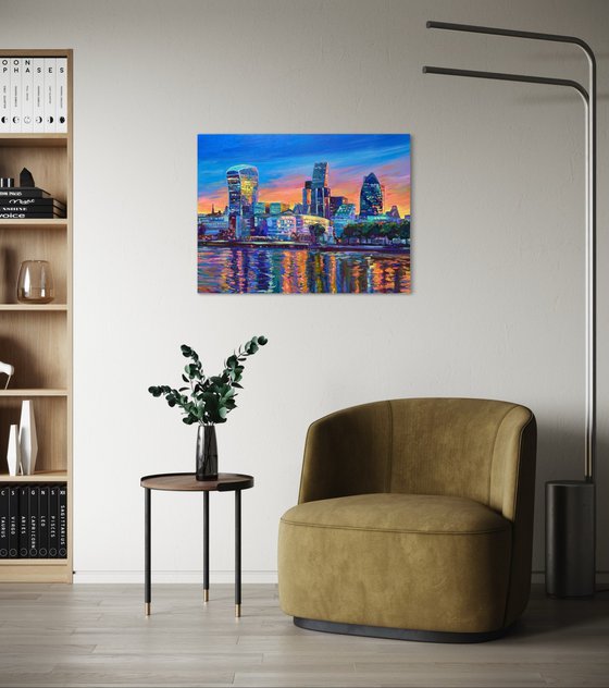 London City Skyline at Sunset