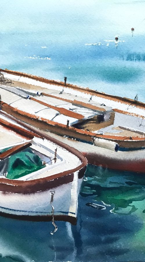Moored boats by Eugenia Gorbacheva