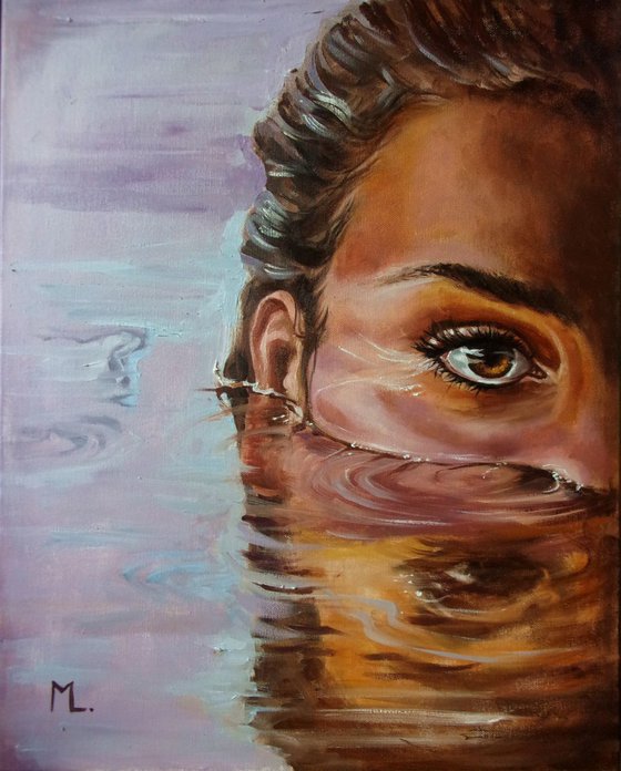 " I'M WATCHING YOU ... "- EYE  ORIGINAL OIL PAINTING, GIFT,