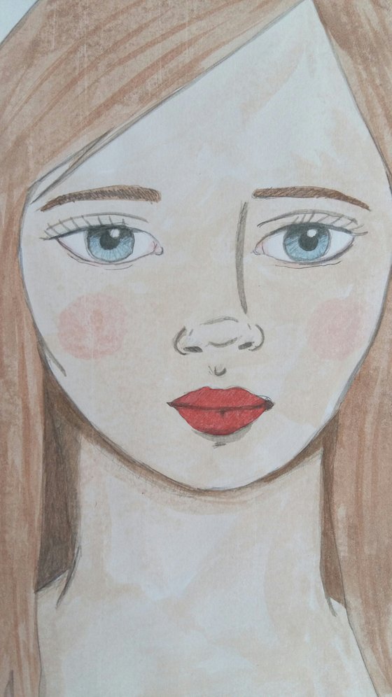 Portrait with Brown Hair - Original Watercolour Painting
