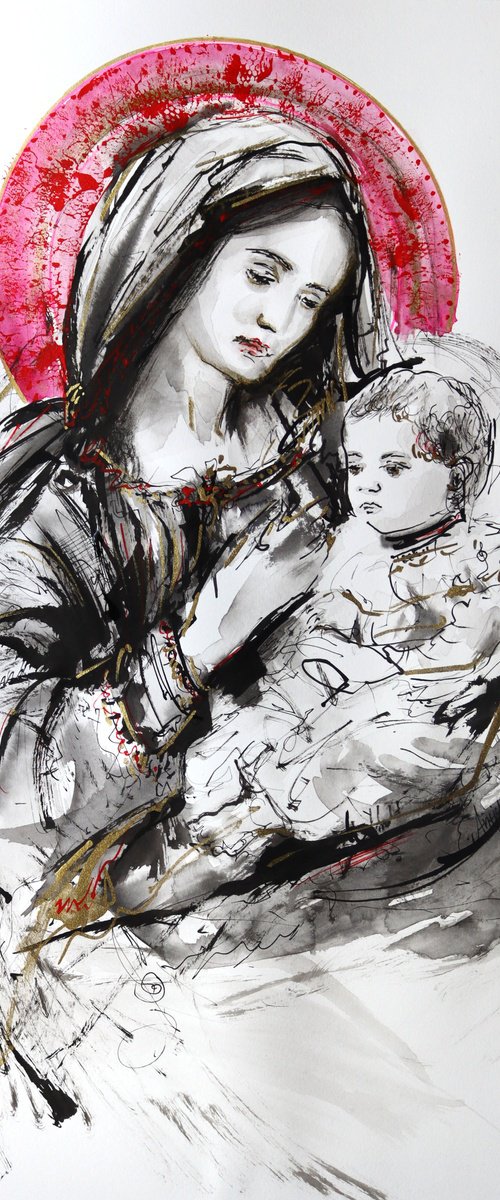 In the Shelter of Her Arms I by Antigoni Tziora