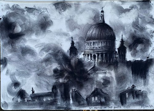 St Pauls Cathedral, during the Blitz…. by Paul Mitchell