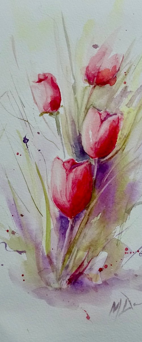 I'll Bring you Tulips by Mel Davies Original Art