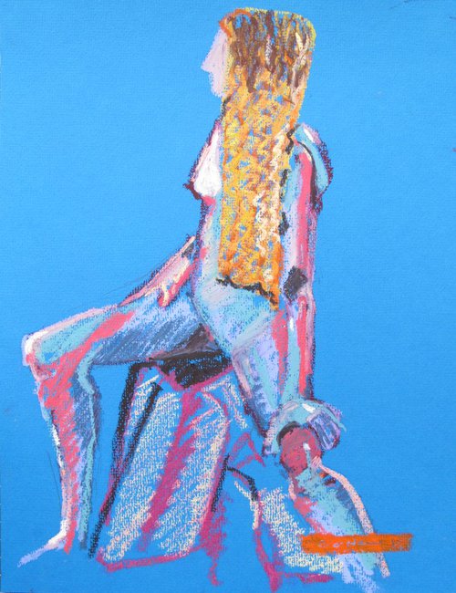 Standing Nude on Blue by Catherine O’Neill