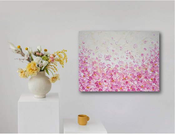 Dream in Blush - Impasto Floral Painting