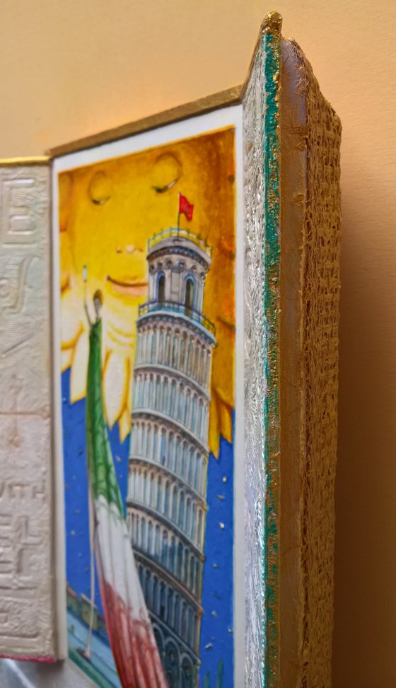 VIEW OF PISA, WITH SELFIE - ( 31 x 29 x 8 cm )