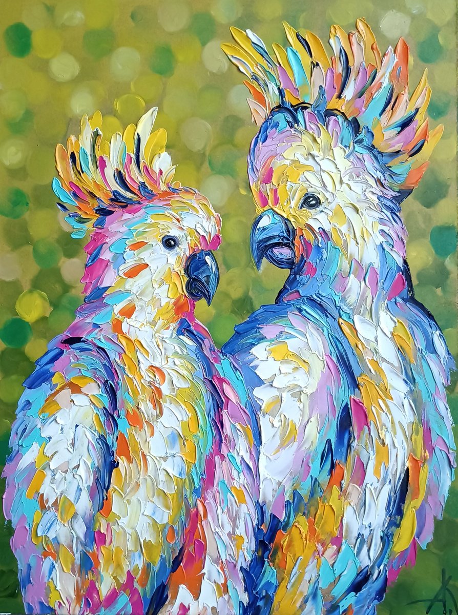 Impressionistic Animal Oil Painting By Anastasia Kozorez, 12 X 16, Duet, Original Artwork