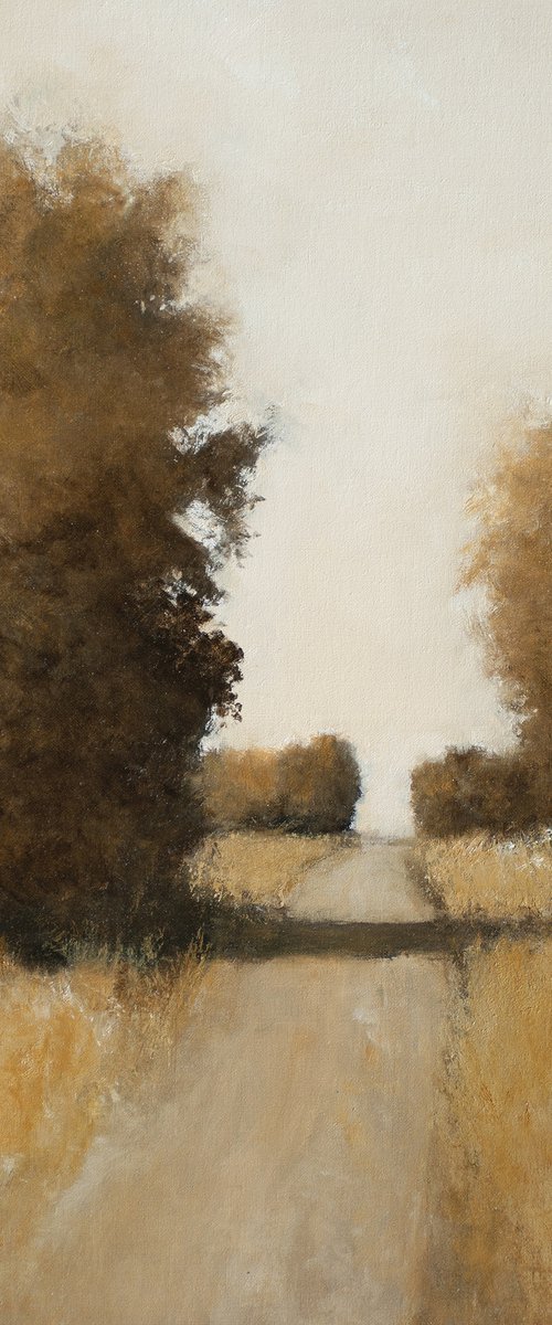 Summer Road 220802, Tonal landscape and trees impressionist oil painting by Don Bishop