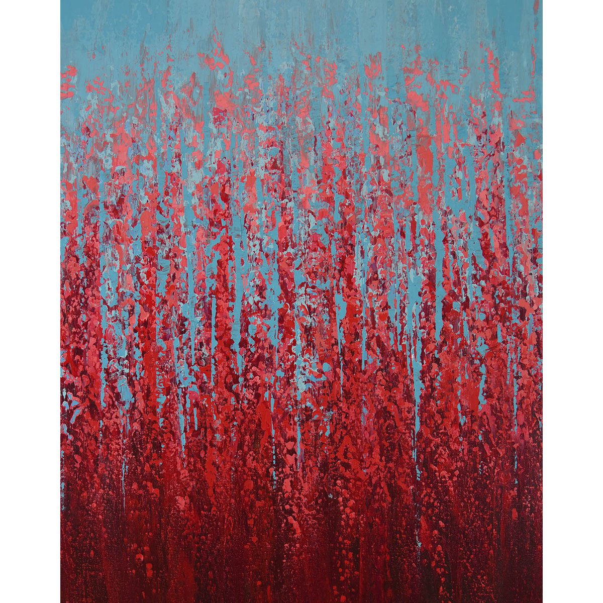 Expressive Abstract Acrylic Painting By Suzanne Vaughan, 24 X 30", Pink Blossoms, Original Artwork