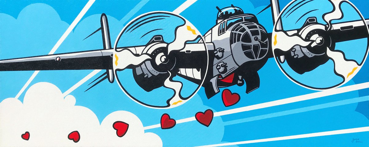 Urban And Pop Transport Acrylic Painting By Jamie Lee, 39 X 16, Love Bomb, Original Artwork