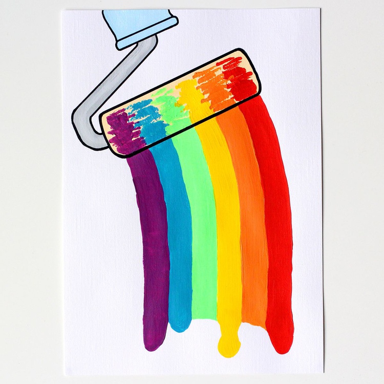 Paint A Rainbow Pop Art Paint Roller On Unfram Artfinder