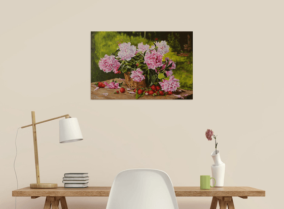 Peonies and Strawberries