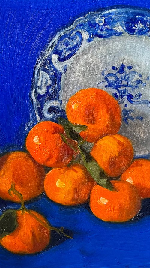 Still life with tangerines by Elina Arbidane