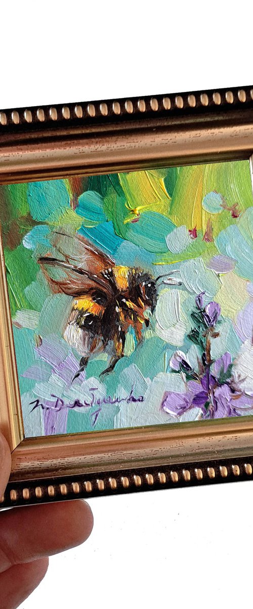 Bumblebee on flower by Nataly Derevyanko