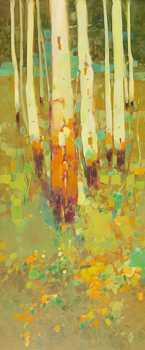 Birches, Original oil painting, One of a kind Signed with Certificate of Authenticity by Vahe Yeremyan