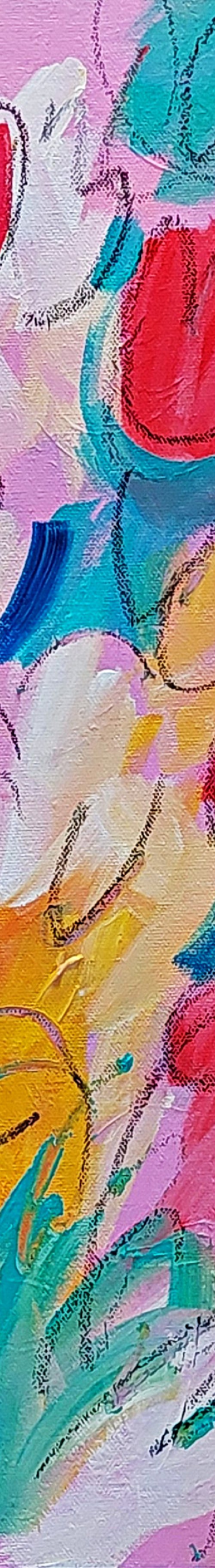 Spring Flowers on Pink III by Jan Rippingham