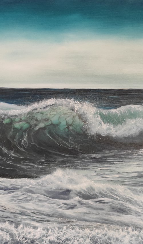 A new day - seascape oil painting Italy by Gianluca Cremonesi