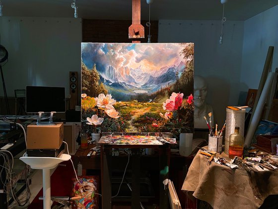 Landscape with flowers